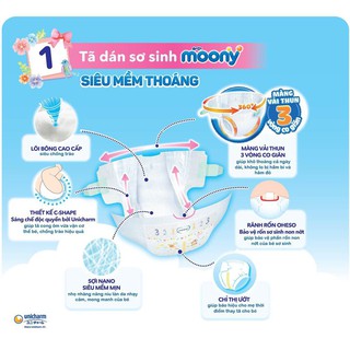 [Hà Nội] Tã dán sơ sinh Moony Newborn 90 miếng (Nhập khẩu từ Nhật Bản)