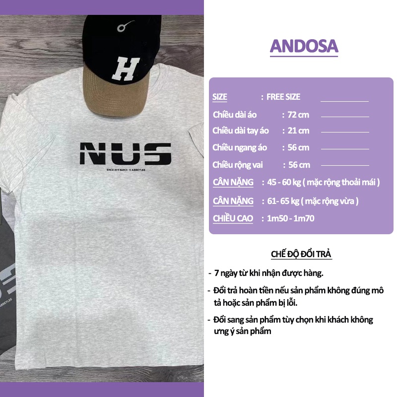 Áo thun nam nữ tay lỡ form rộng 3158 in chữ chất cotton hàng Quảng Châu ANDOSA AT16