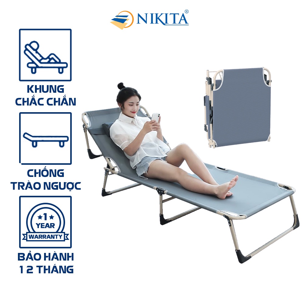 Giường gấp văn phòng - Vải chống thấm nước, chống bám bụi - Hàng chính hãng NIKITA