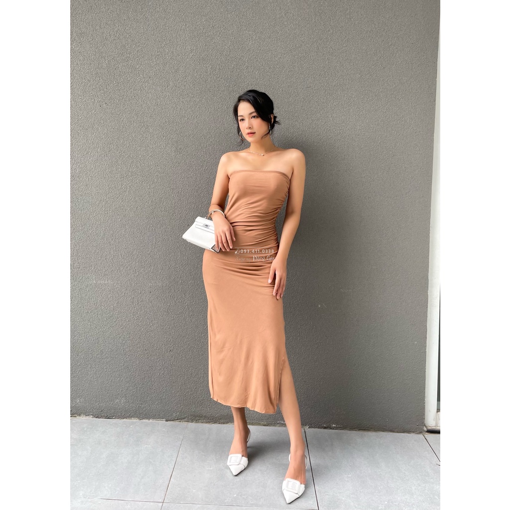 Combo đầm quây ngực và áo khoác croptop tay dài DG 4271