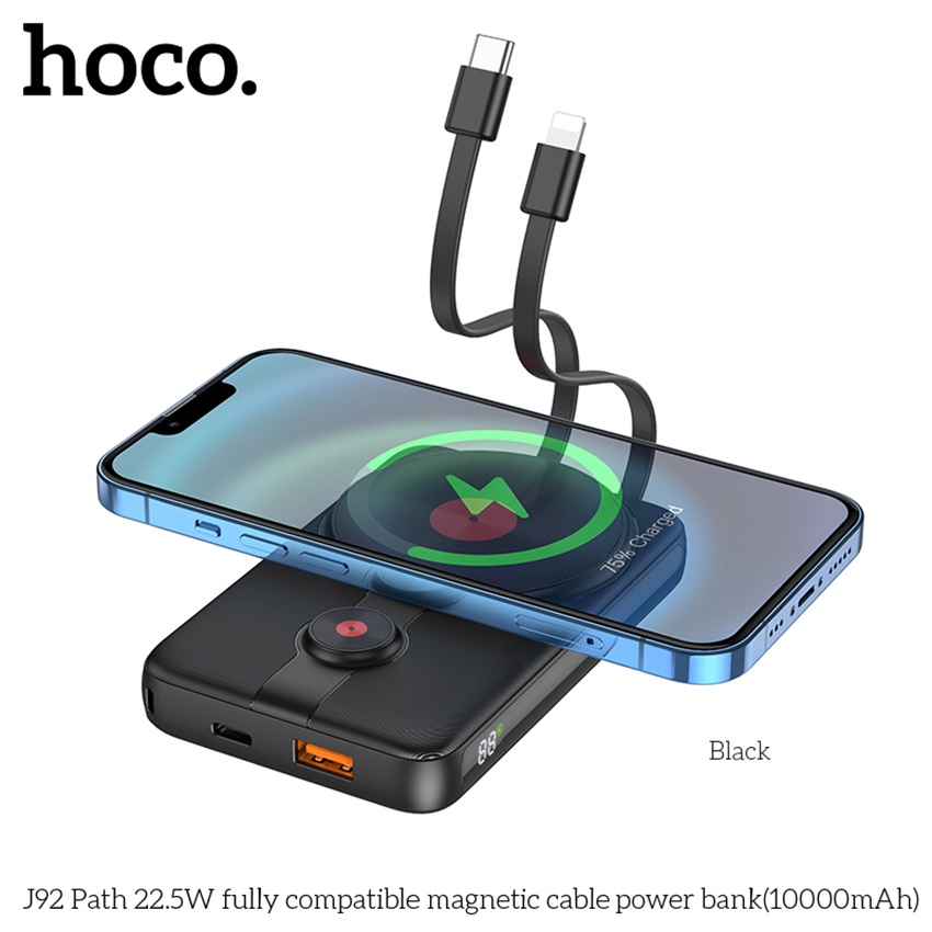Pin sạc dự phòng Hoco J92 10000mah sạc nhanh 22.5W hỗ trợ sạc không dây có led báo dùng cho các thiết bị BH 12 tháng