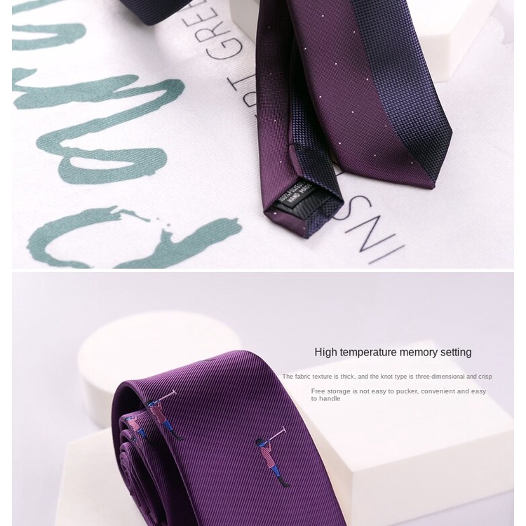 Cà Vạt Thời Trang Hàn Quốc Màu Tím Phong Cách Retro Cho Chú Rể