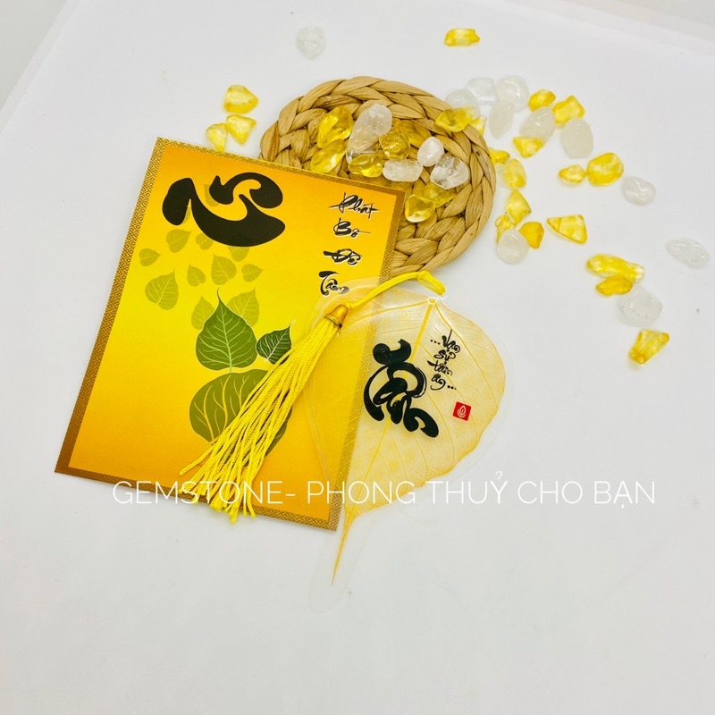 Lá Bồ Đề In Chữ Thư Pháp Có Tặng Kèm Bao Lì Xì Và Dây Tua Vàng, Lá Bồ Đề Tự Nhiên Mang Lại May Mắn, Bình An