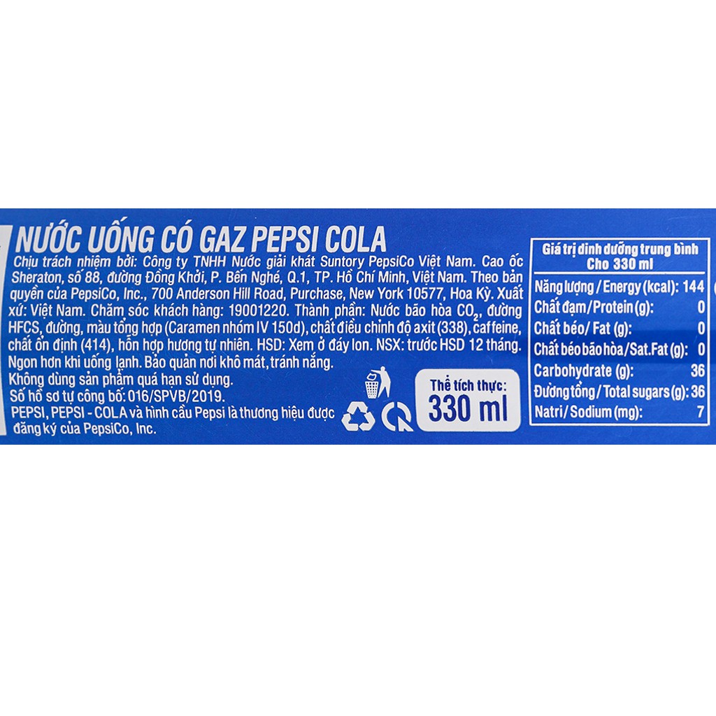 Thùng 24 Lon Nước Giải Khát Pepsi Lon 330ml