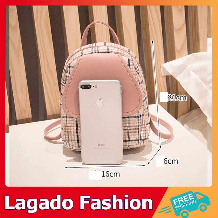 Balo nữ mini kẻ sọc xinh xắn có 2 kiểu đeo cực kì cute Thời Trang LAGADO