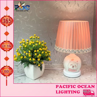 Đèn ngủ để bàn cute ✅FREESHIP💚 Đèn bàn phòng ngủ thân gốm có thế sáng riêng biệt với chao POC MB8243