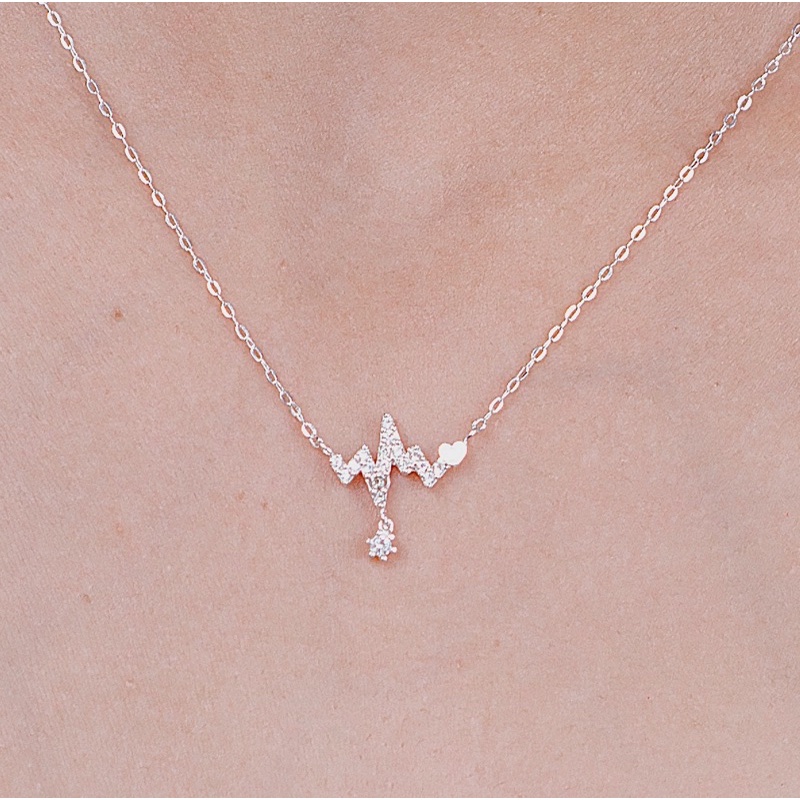 Dây Chuyền Bạc 925 Nữ BLING IT Nhịp Tim Đính Đá Lấp Lánh - BIVC261