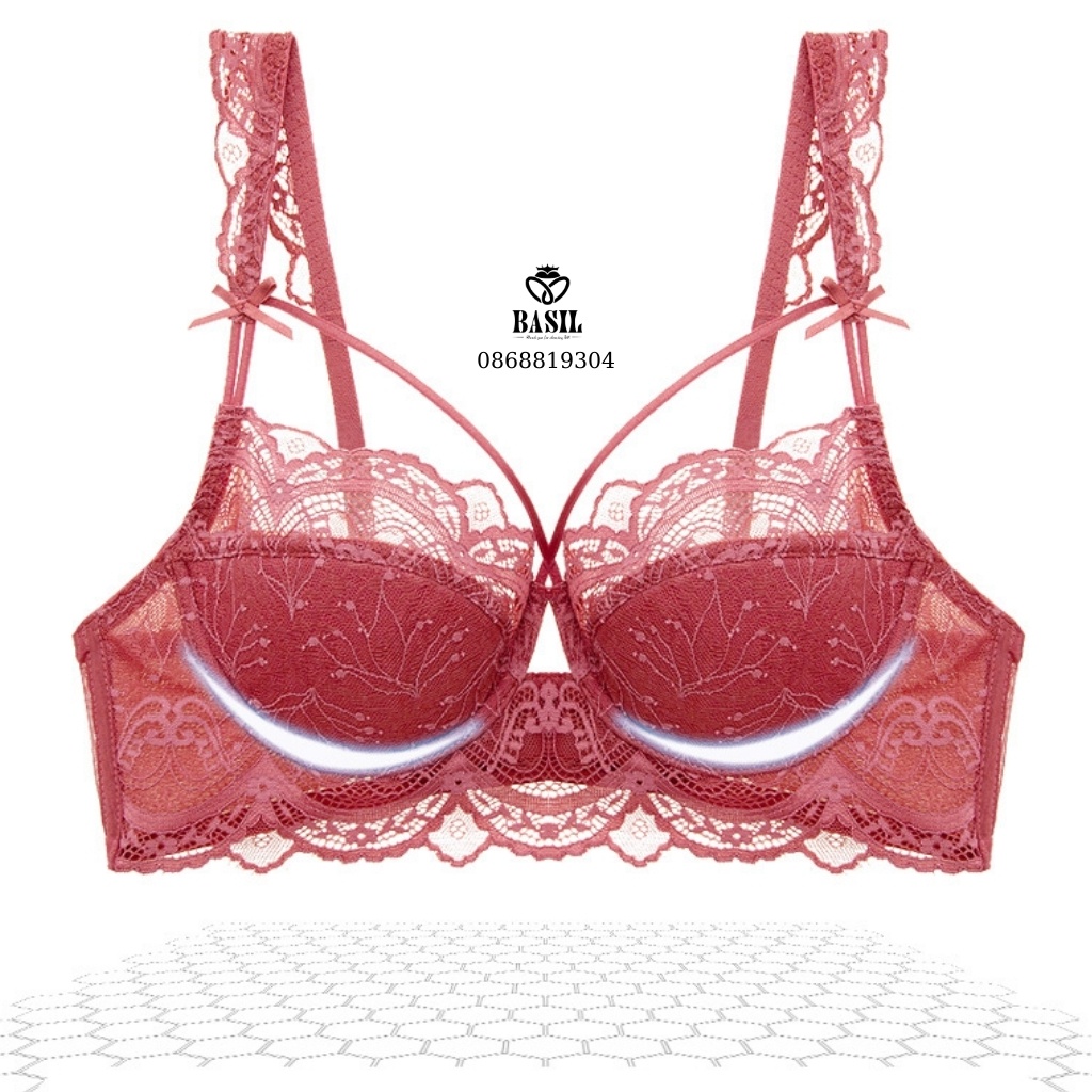 Bộ đồ lót BS06 Basil nữ đệm mỏng có gọng nâng ngực dây đan chéo ren mềm