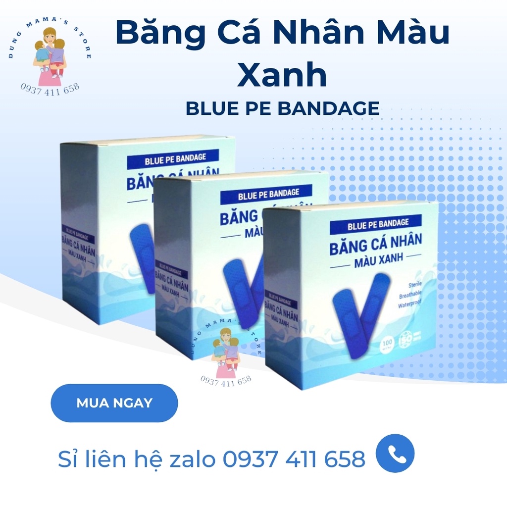 Băng cá nhân màu xanh- Không Thấm Nước