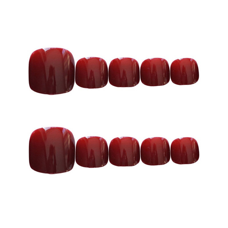 set 24 móng chân giả đỏ rượu vang thiết kế độc đáo Jojo J06 móng giả nailbox trẻ sang chảnh cá tính tự làm tại nhà