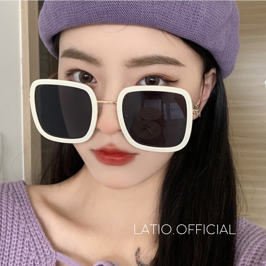 Kính mát nữ LATIO kính râm thời trang 2023 mắt vuông sang chảnh kết hợp mắt kính chống tia UV KM62