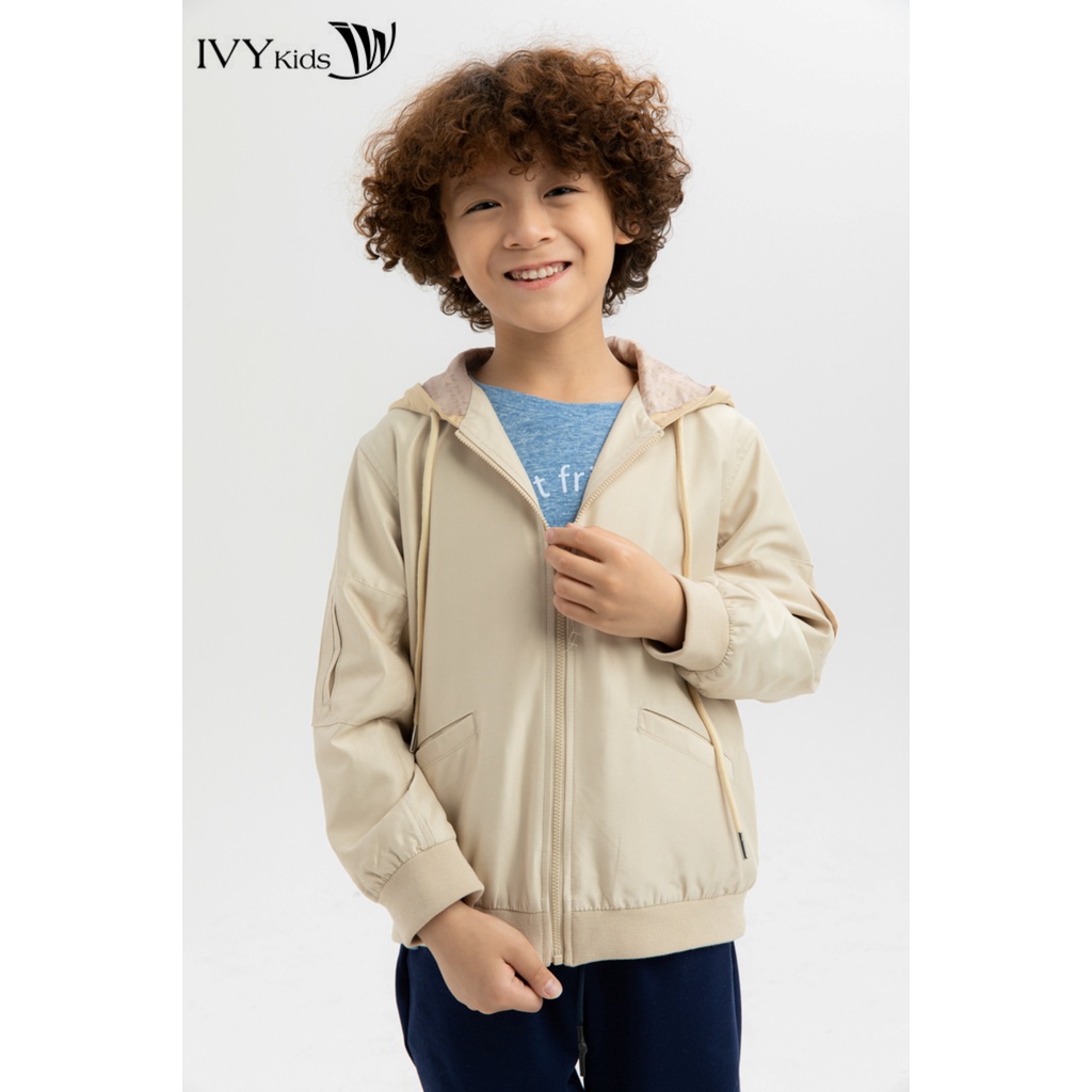 Áo khoác thu khaki bé trai IVY moda MS 77K1154