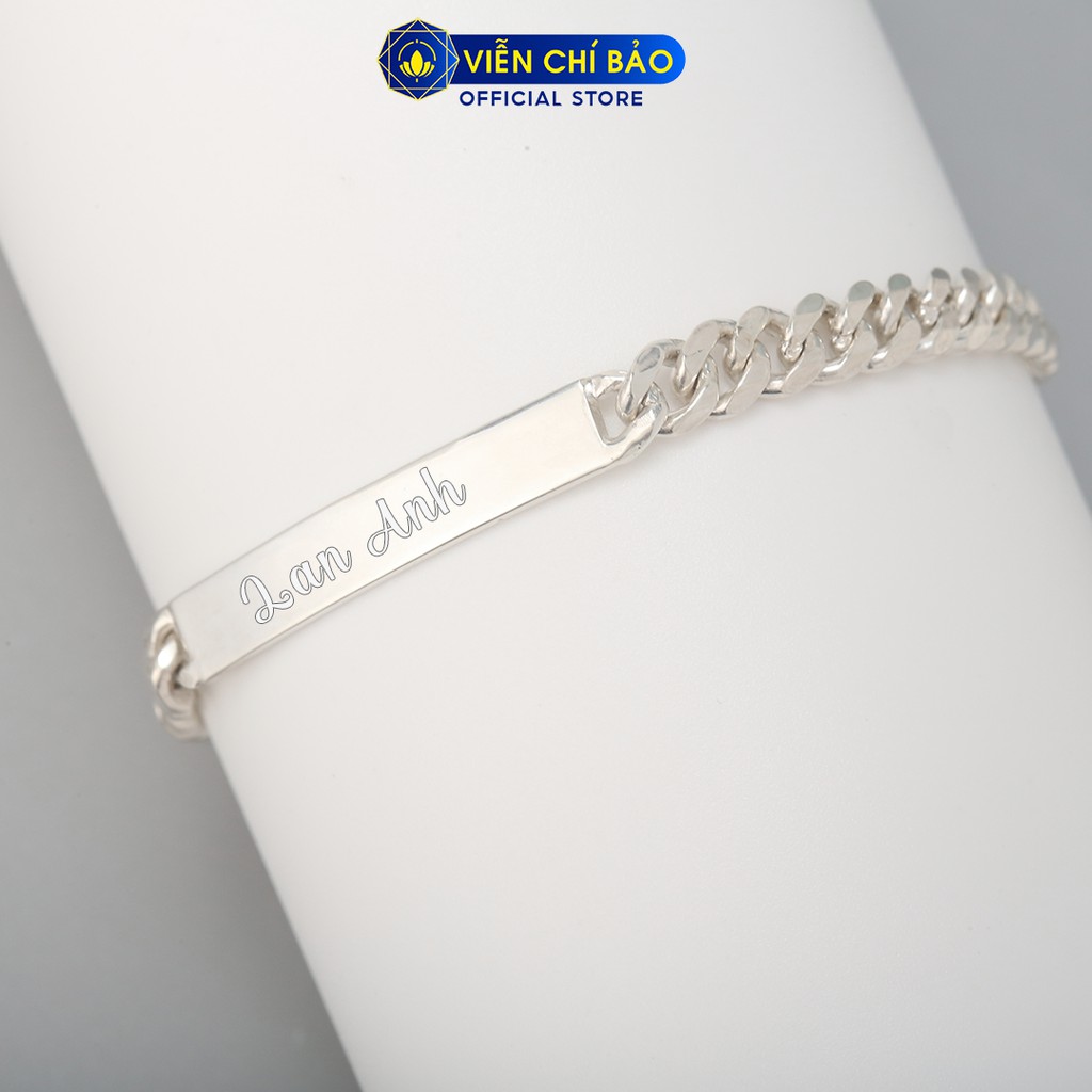 Lắc tay bạc đẹp basic khắc tên theo yêu cầu thời trang phụ kiện trang sức nữ Viễn Chí Bảo L400300