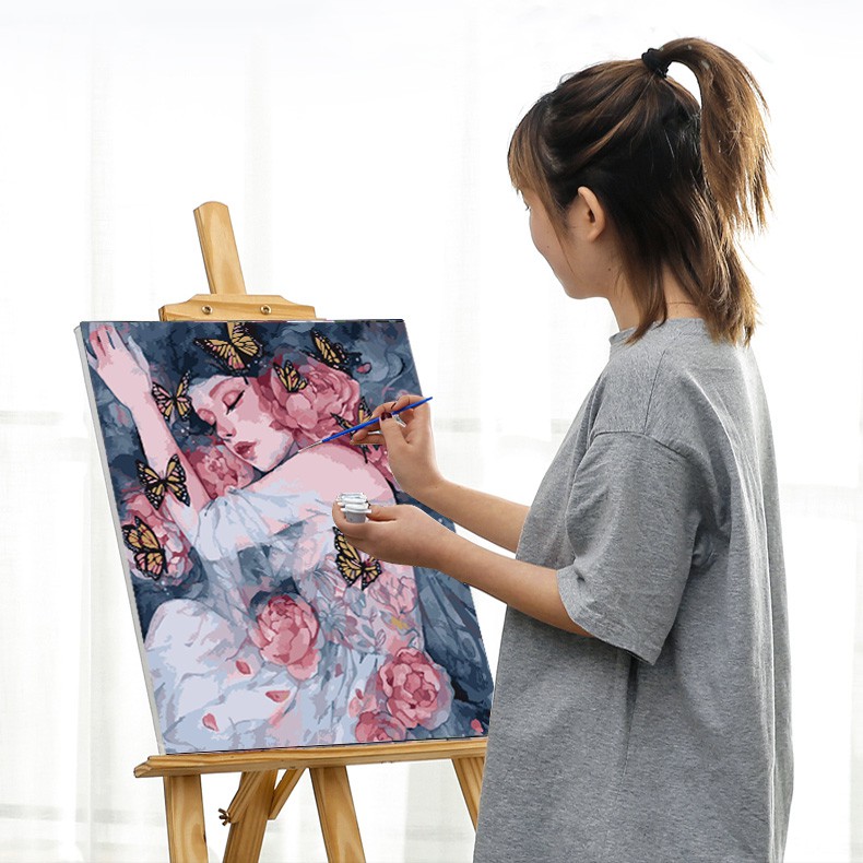 Tranh Sơn Dầu Số Hoá Cô Gái Tự Tô Màu Theo Số Size To Cho Người Lớn Căng Sẵn Khung 40x50cm Tranh Nàng Thơ Có Sẵn Giá Rẻ | BigBuy360 - bigbuy360.vn
