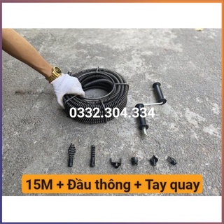Dây thông cống 15M lò xo dùng tay quay , thông tắc cống, thông bồn cầu, bồn rửa bát,.