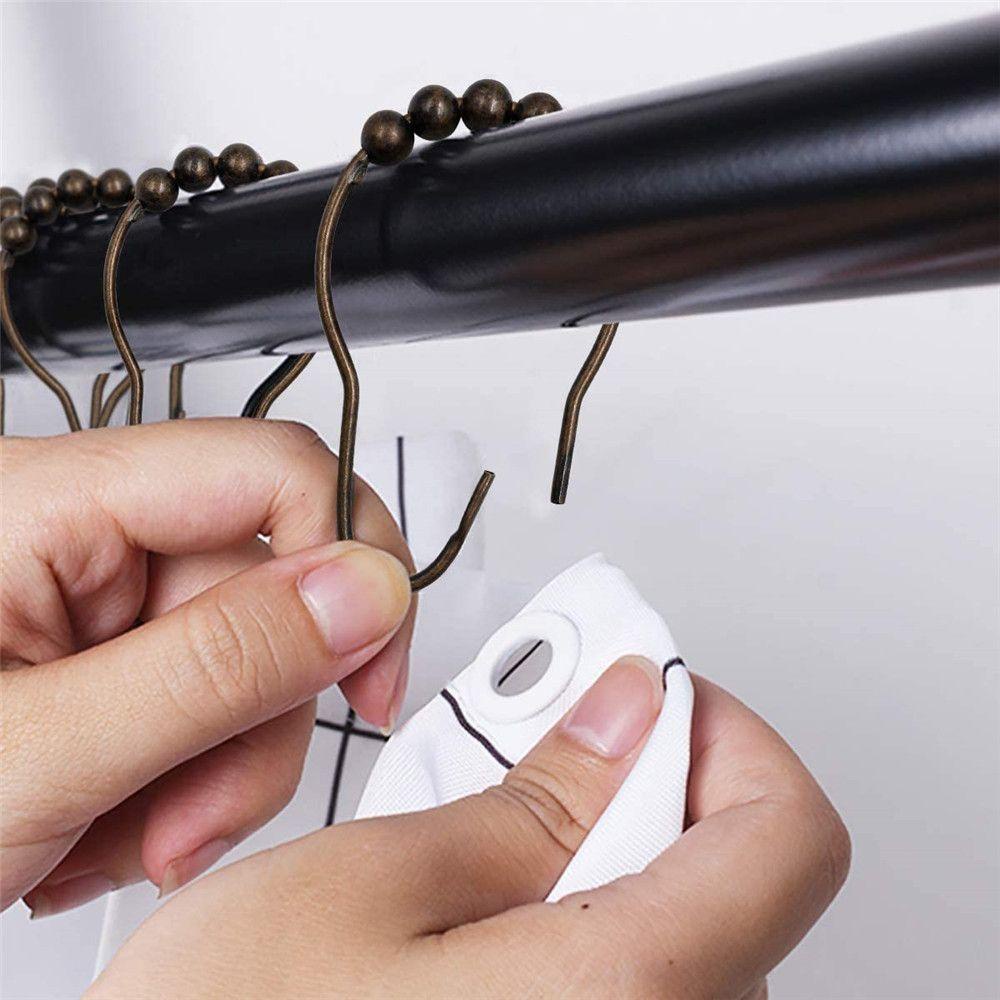 BEAUTY Set 12 Móc Treo Rèm Cửa Nhà Tắm Tháo Được