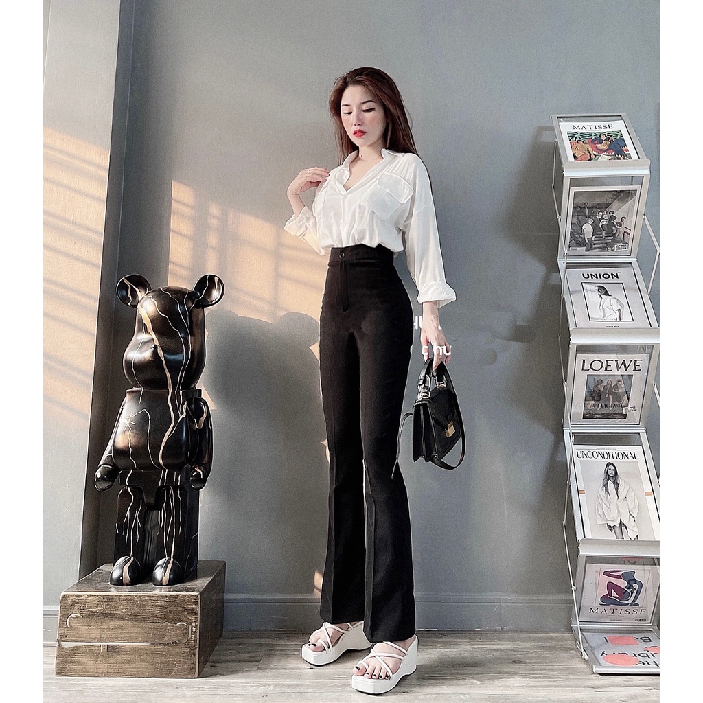 QUẦN TÂY ỐNG LOE NỮ LƯNG CAO CÚC TRƯỚC 1 NÚT TRƯỚC LAI CUỐN CHẤT TUYẾT MƯA CAO CẤP CỰC TÔN DÁNG ĐỦ SIZE SIÊU XỊN SÒ