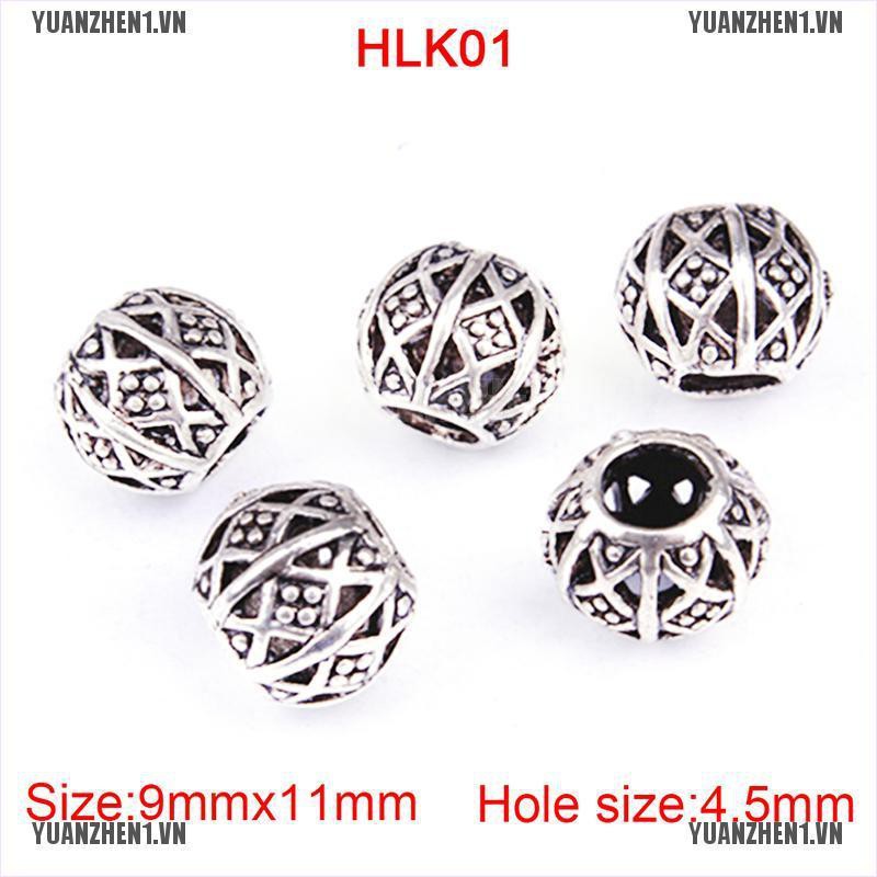 Bộ 10 cái vòng rỗng bện tóc cuốn lọn dài kiểu Viking bằng hợp kim cổ điển