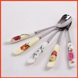 Thìa inox chuôi sứ cao cấp Camellia