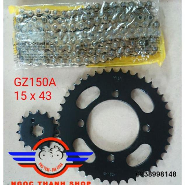 Bộ nhông xích đĩa GZ150A GZ 150 GZ150 màu đen ...-NTS