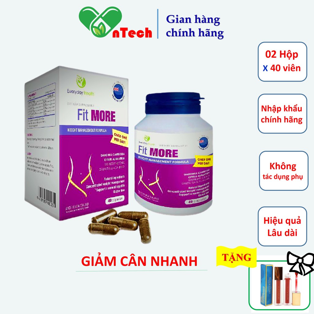Giảm cân Everyday Health Fit MORE giảm cân nhanh an toàn không gây tác dụng phụ nhập khẩu New Zealand Combo 02 hộp