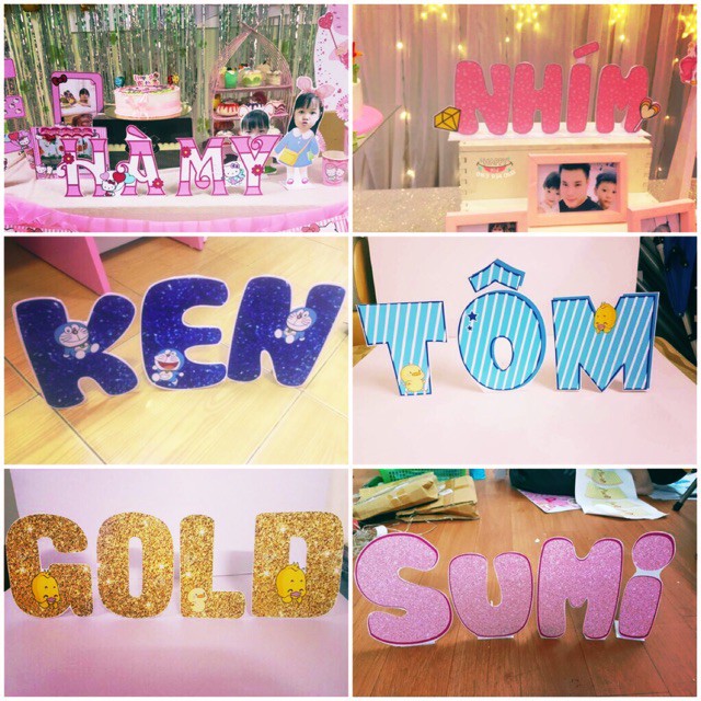 Tên để bàn bé trai bé gái - phụ kiện trang trí sinh nhật thôi nôi đầy tháng