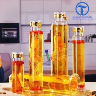 Bình trụ nắp vàng ngâm sâm gioăng cao su có khóa