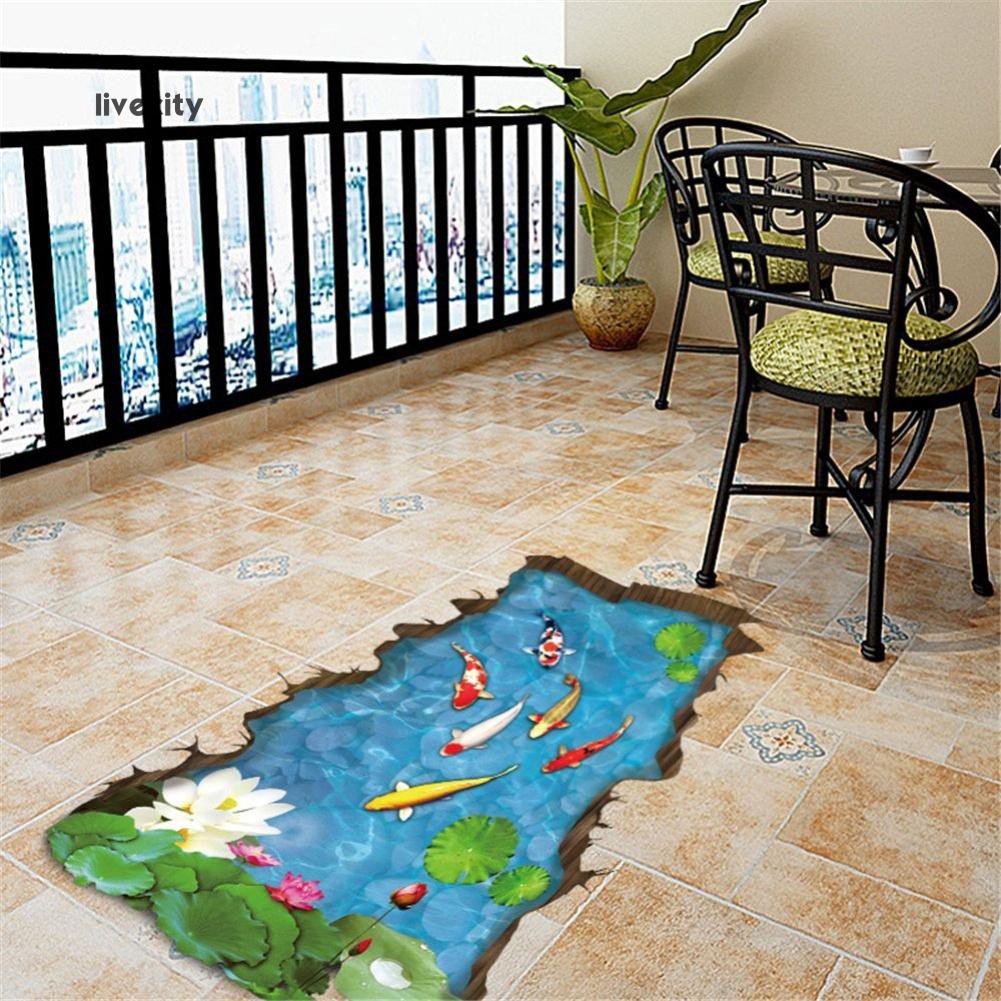 Giấy Dán Tường PVC Họa Tiết Ao Sen 3D Sáng Tạo Chống Thấm Nước Trang Trí Nội Thất