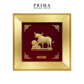 Tranh  Vàng 24K PRIMA ART - Linh Vật Trâu tài lộc may mắn - Size 18x18cm - CGS-0844-01