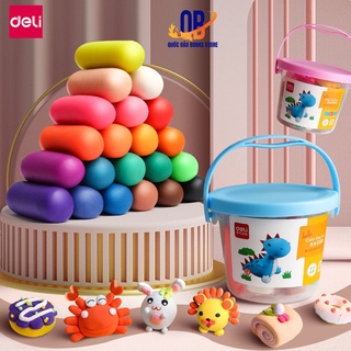 Đất nặn nhiều màu Deli - Chất liệu an toàn - có khuôn kèm - 12/24 màu - 01 hộp nhựa có quai xách - 7022