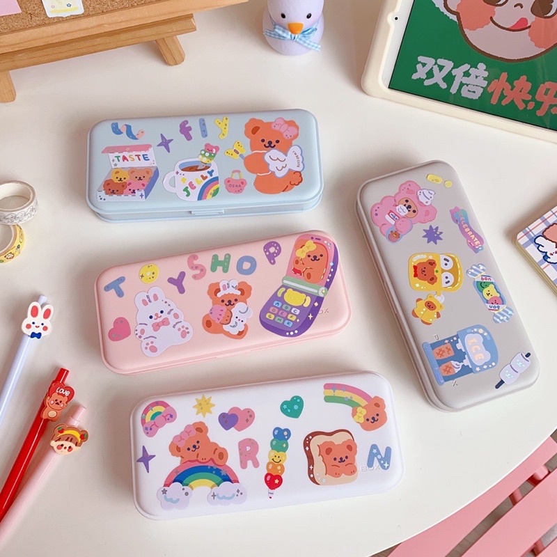 Hộp đựng bút học sinh pencil box, hộp bút trơn, dễ dàng dán sticker xinh xắn