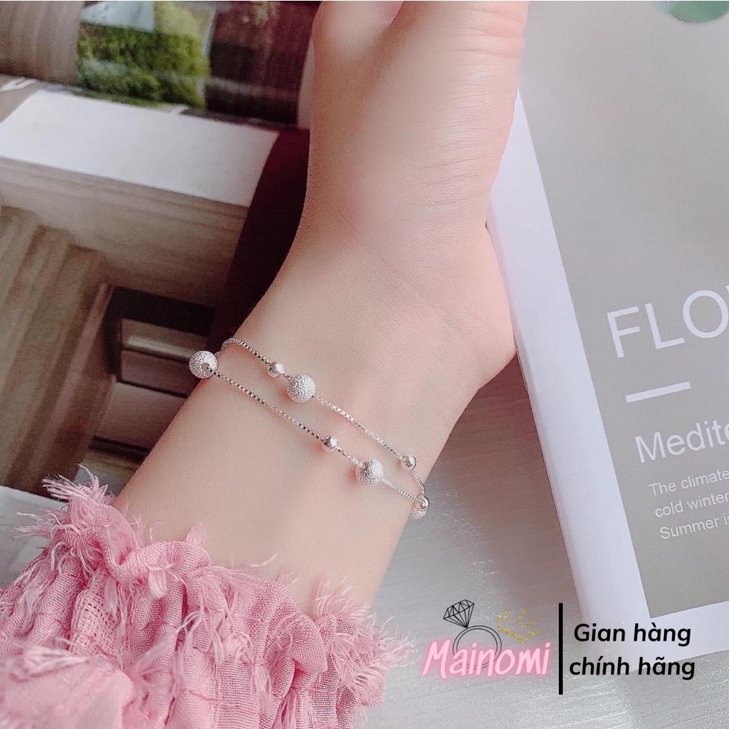 Lắc tay bi cát đôi MAINOMI nhẹ nhàng độc đáo nàng thơ chuẩn bạc