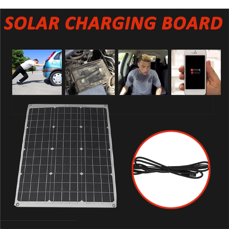 70W 12V Solar Panel Dual 5V USB Effective Batt ery for RV Car Boat Outdoor