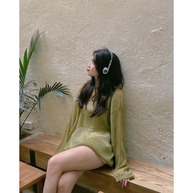 Áo voan tơ mỏng kèm áo quây oversize the.sweaterweather TSW (ảnh thật)
