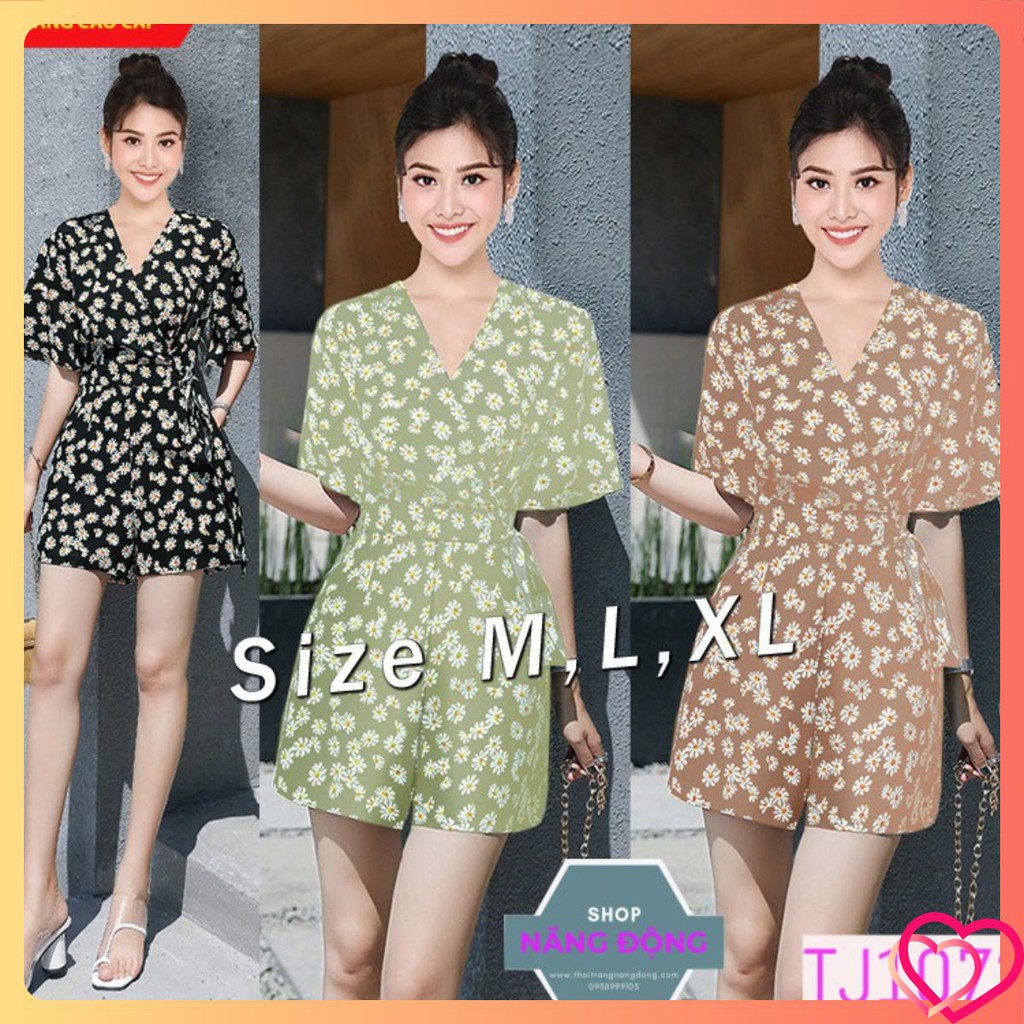 Jumpsuit 🎁FREESHIP🎁 jum ngắn cổ tim thắt nơ eo xinh xắn TJ1072
