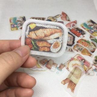 Sticker đồ ăn giấy mờ dán trang trí scrapbook, planner,... size 3cm