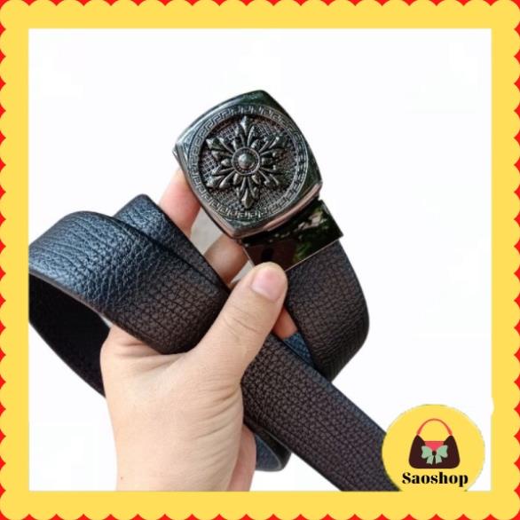Dây nịt nam cao cấp khóa cài tự động- thắt lưng mặt chữ H kiểu dáng sang trọng chất da bò 2022