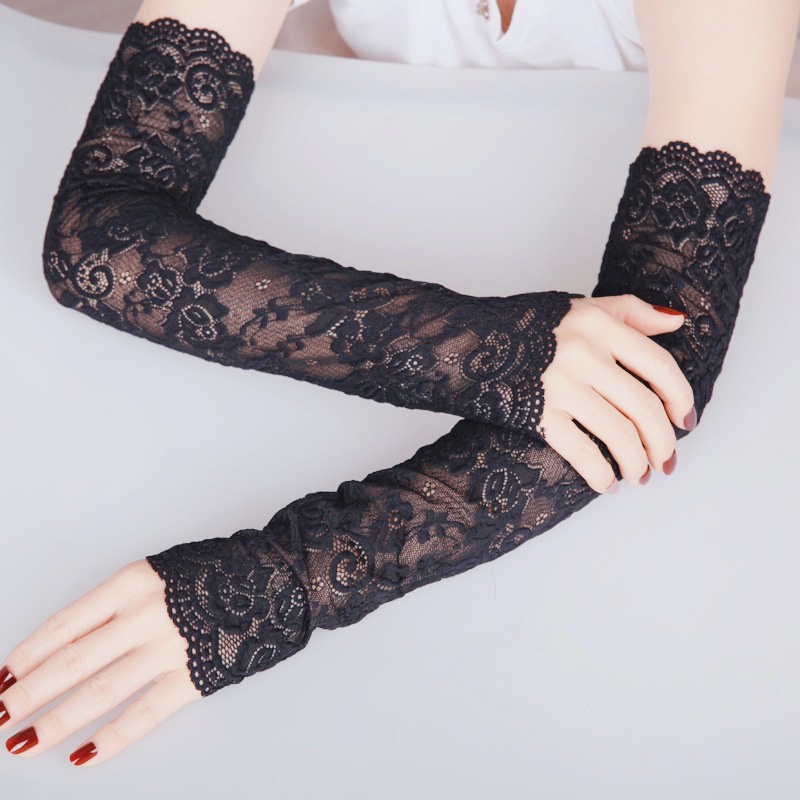 [Mới] Găng Tay Cotton Dài Co Giãn In Họa Tiết Sọc / Dễ Thương Kích Thước Lớn Dệt Kim Hở Ngón Tay Phong Cách Anime Thời Trang Cho Nữ / Bé Gái