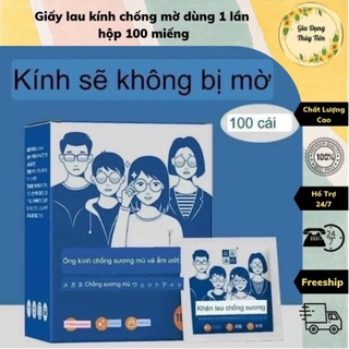 Khăn lau kính Nano hộp 100 miếng khăn giấy chống bám hơi nước giấy lau kính chống mờ sương mồ hôi  chống nhờn