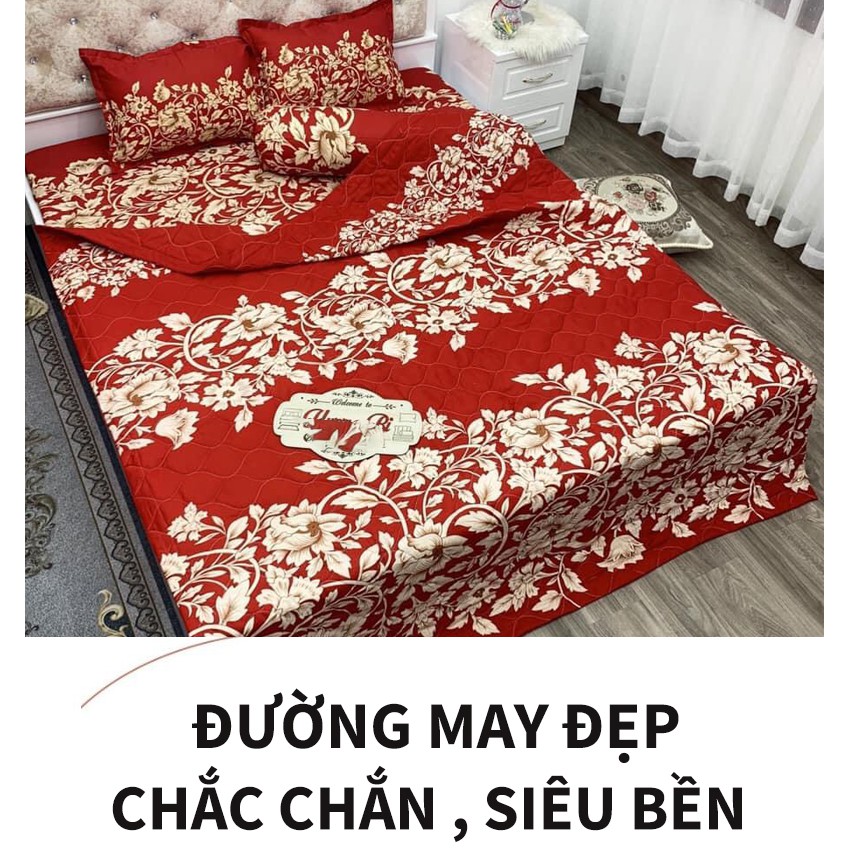 chăn ga💖FREESHIP💖bộ chăn ga 5 món họa tiết hoa violet đỏ CHANGAOLER2 set bao gồm 1 chăn 1 ga 2 gối 1 gối ôm