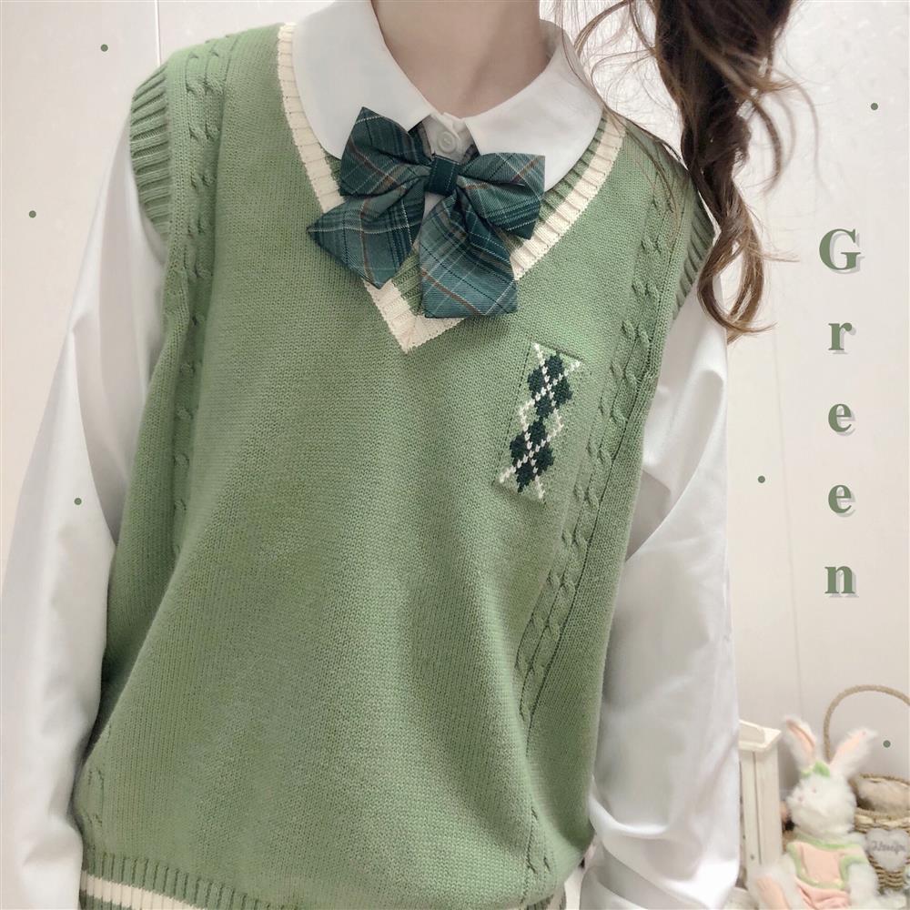 Áo Gile JK Sweater Academy Sweet  New Japanese Loose Fitting Pullover Knitted Vest Female
