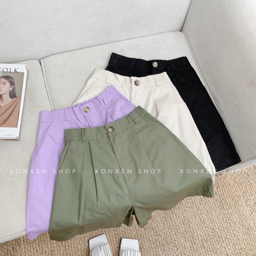 QUẦN SHORT NỮ chất vải kaki mềm lưng thun sau co giãn túi xéo dễ thương XONXEN SHOP size S M L mã 906