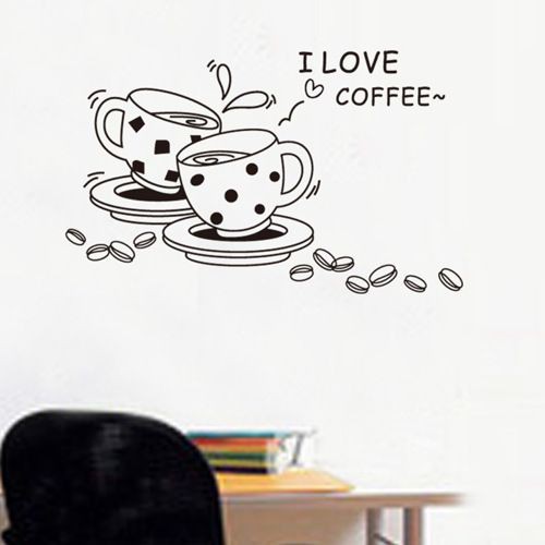 (Freeship 50k) Decal dán tường I love coffee DKN032 - trang trí tường quán cà phê AmyShop