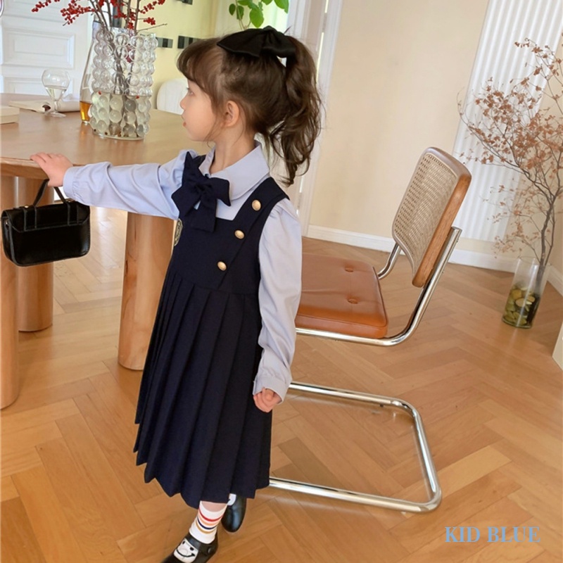 Đầm Giả Hai Lớp Phong Cách Preppy Thời Trang Mùa Thu Cho Bé Gái