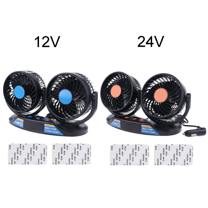 Quạt Làm Mát Kép Xoay 360 Độ Gắn Ghế Trước / Sau Xe Hơi Vào Mùa Hè