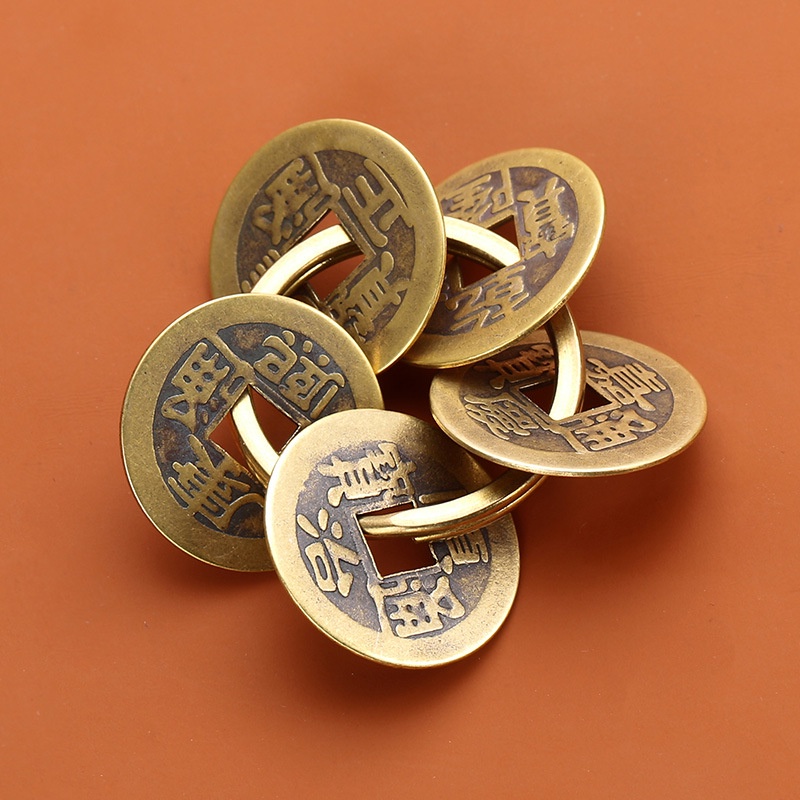 Móc Khóa Trang Trí Phong Thủy Bằng Đồng Thau Ngũ Hoàng ᴛɪềɴ Phối,Quả Bầu,Túi ᴛɪềɴ