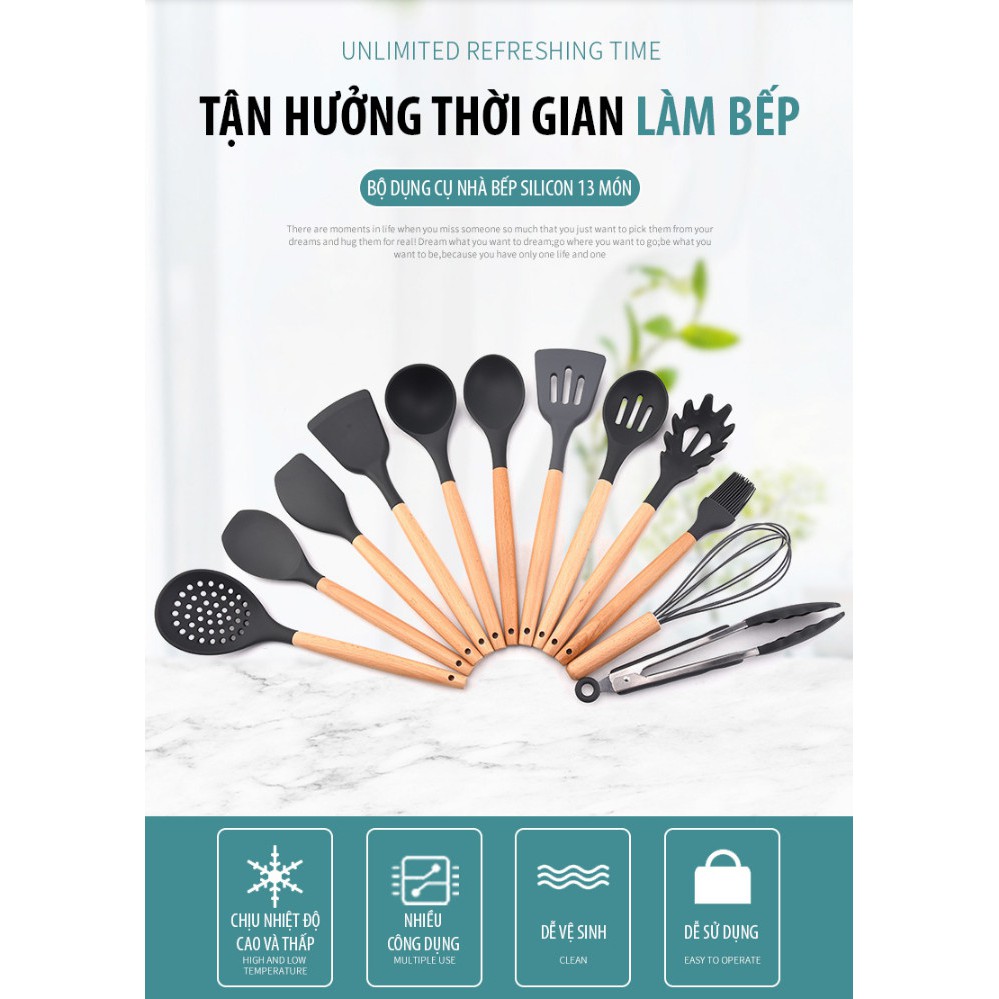 Bộ Dụng Cụ Nhà Bếp Silicon 13 Món - Home and Garden