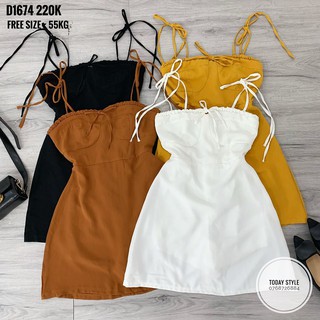 Đầm hai dây cột nơ tdaystyle freesize d1674