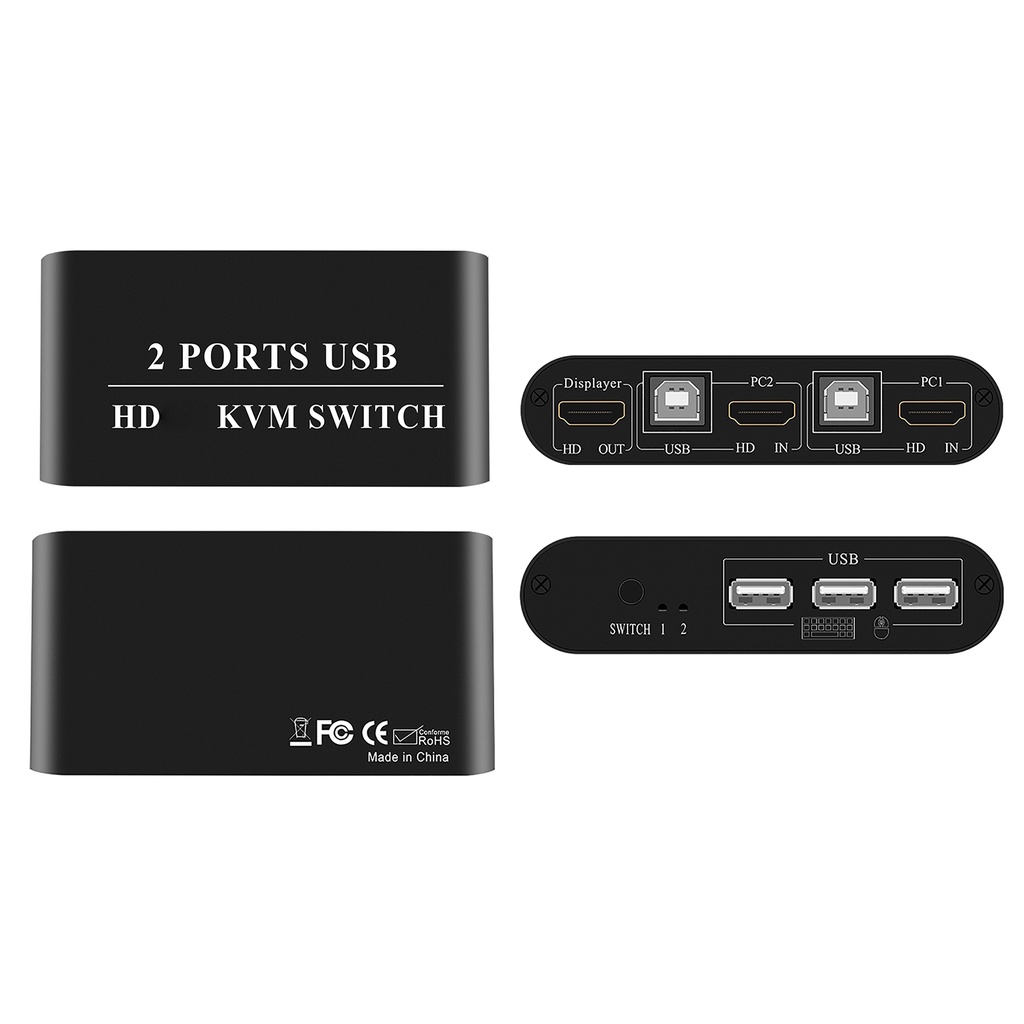 Bộ Chia 2 Cổng Usb Kvm Kh21 4k30hz Cho Máy In Bàn Phím Chuột Và Máy Tính