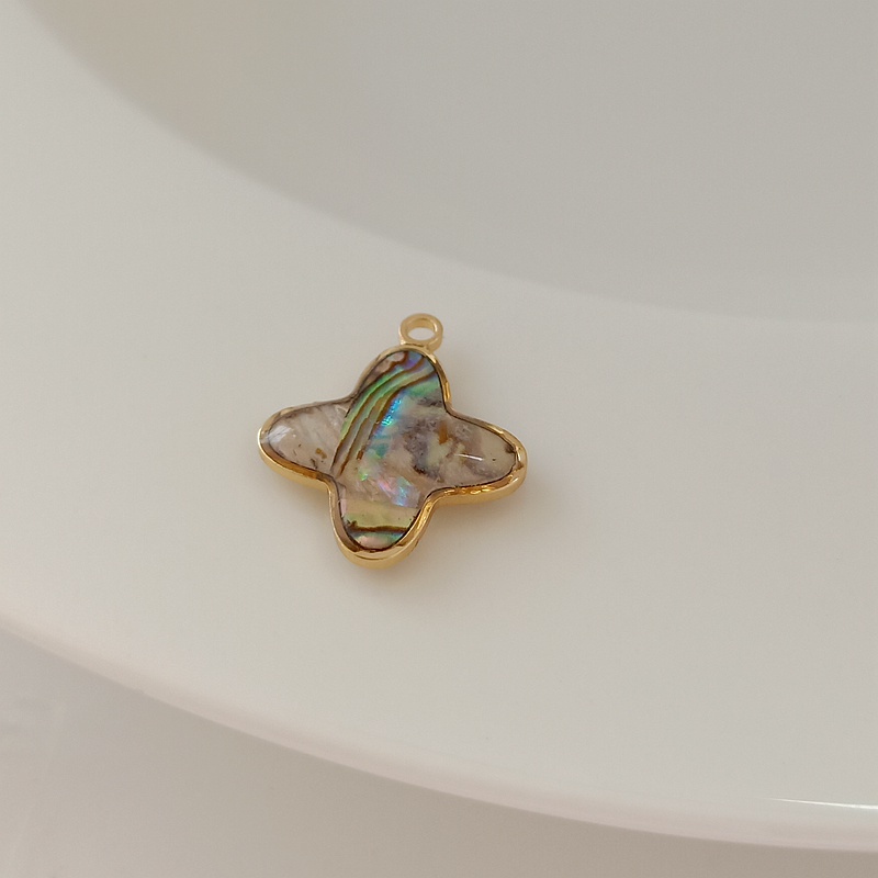 Mặt Dây Chuyền Hình Cỏ Bốn Lá Màu Vàng Đồng 14K DIY